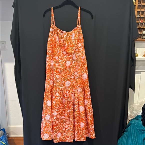 NWOT Cost Plus World Market Spring /Summer Orange Floral Women's Dress S/M - Picture 1 of 7
